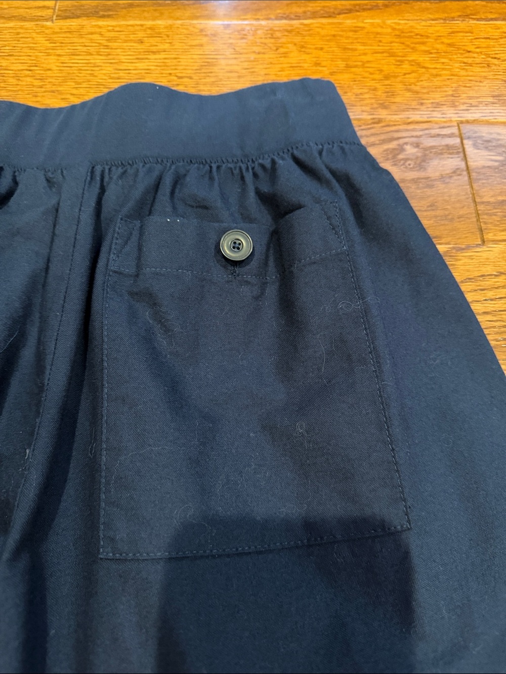 Navy Wide-Leg Ruffle Hem Pants - Picture 10 of 12